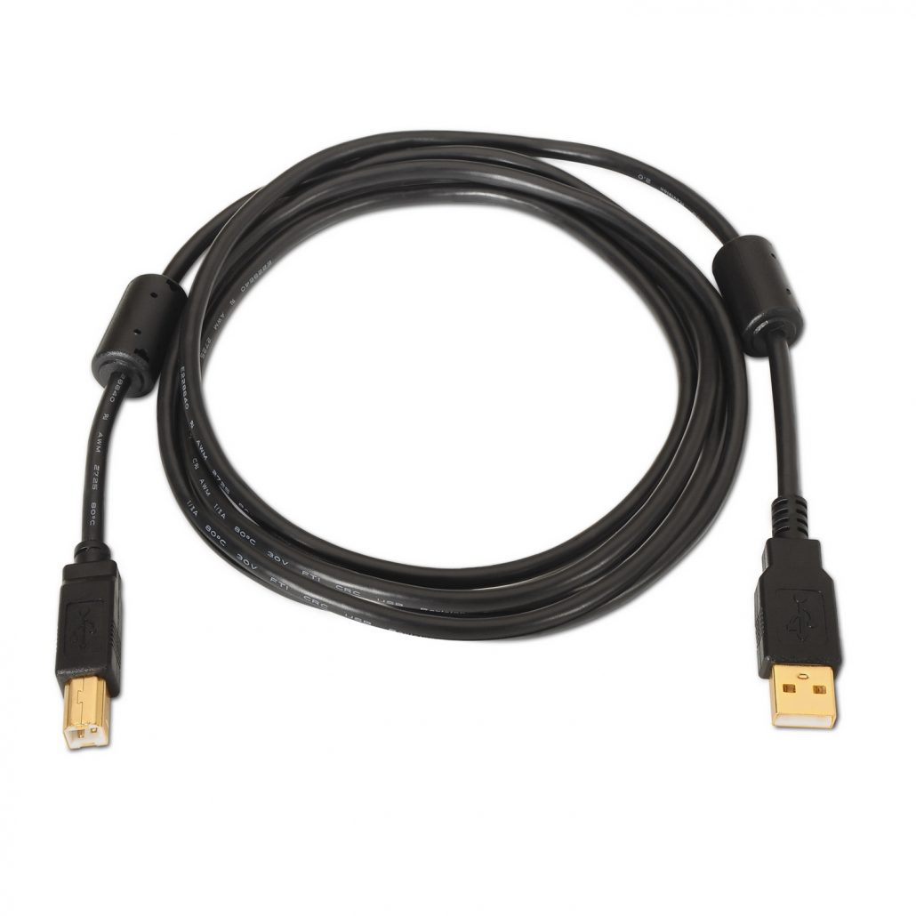 Cable USB 2.0 impresora super alta calidad con ferrita, tipo A Macho a tipo B  Macho, 5.0 metros - AISENS®