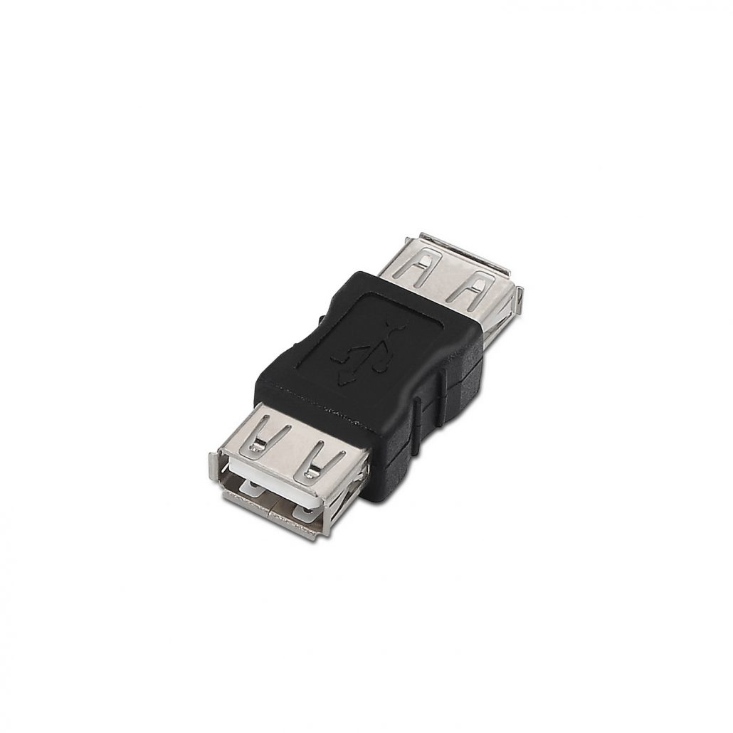 Adaptador USB 2.0, tipo A Hembra-A Hembra, negro para unir dos