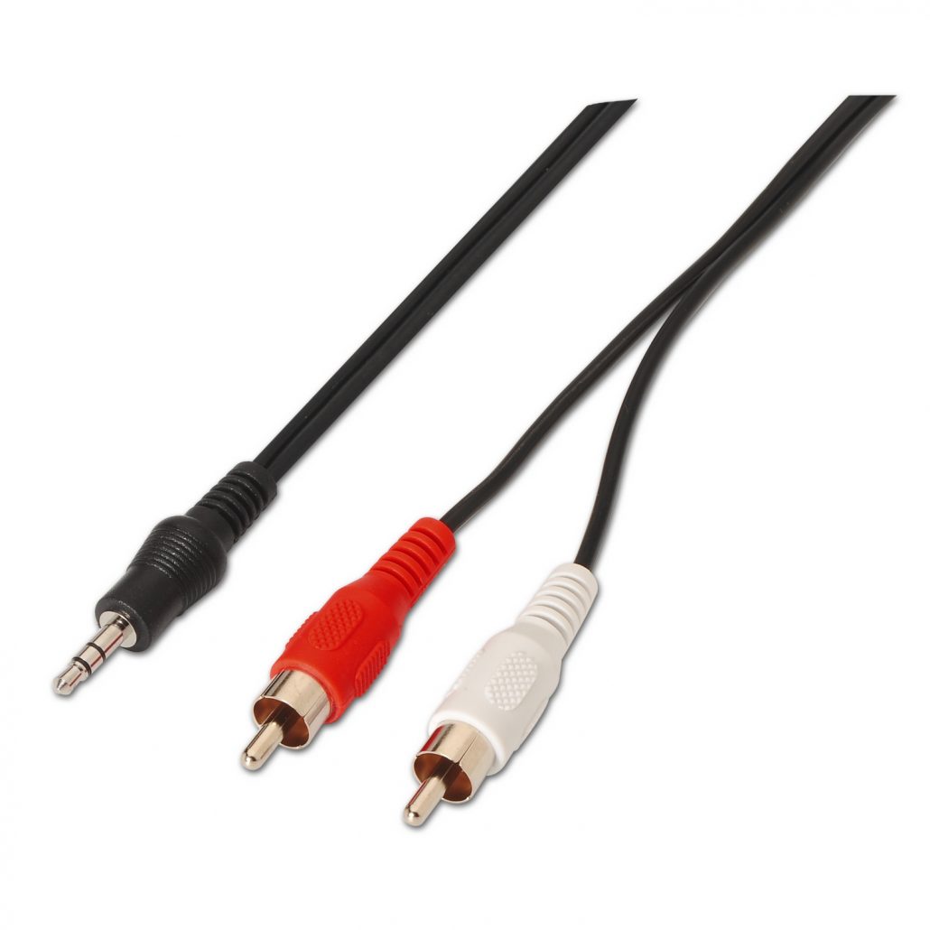Cable audio estéreo, JACK 3.5/M-2xRCA Macho, negro, 3.0 metros - AISENS®