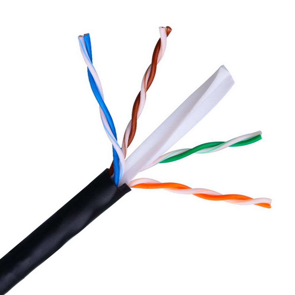 Cable de red exterior impermeable RJ45 Cat.6 UTP rígido AWG24