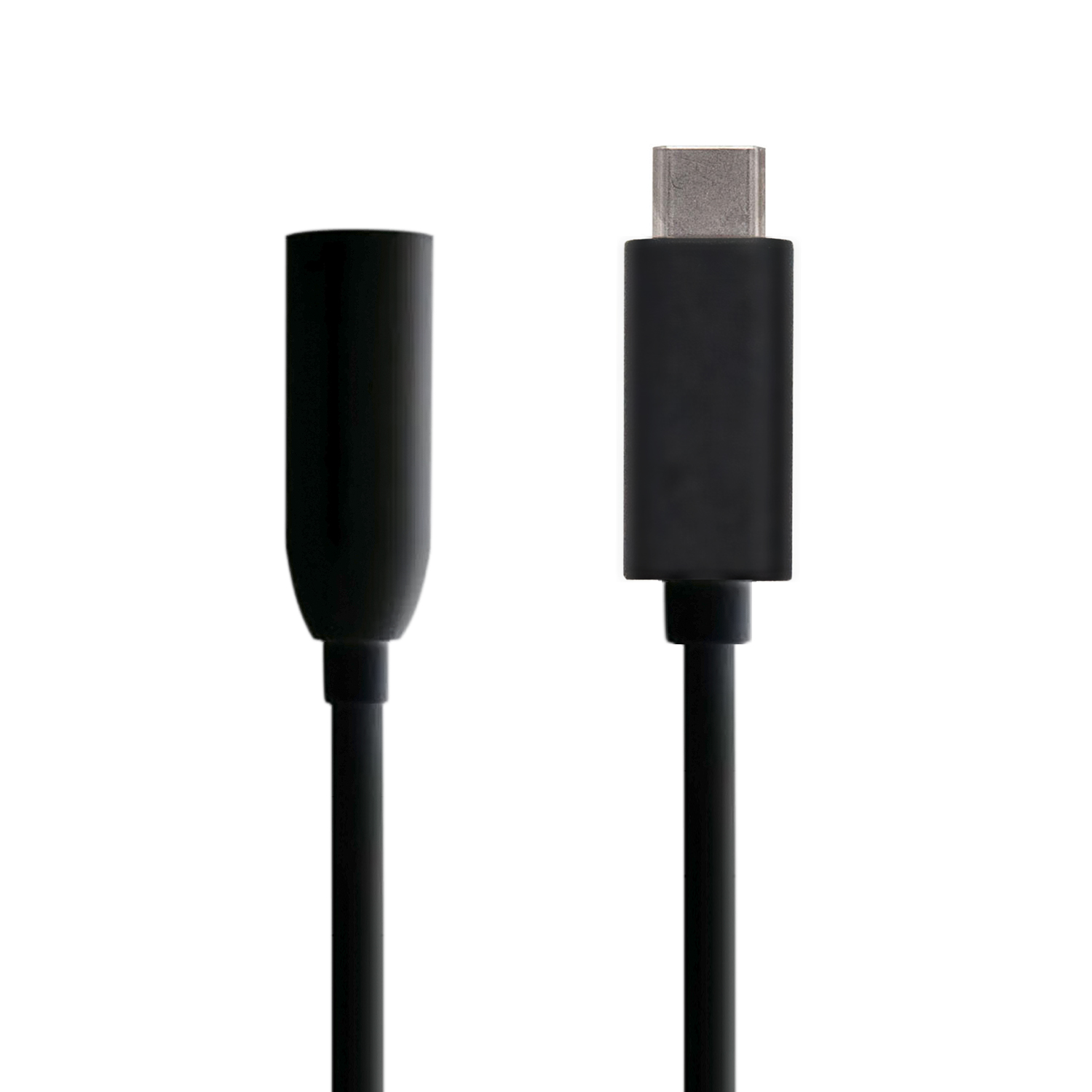 Cable adaptador tipo USB-C macho a Jack 3.5 hembra de color negro