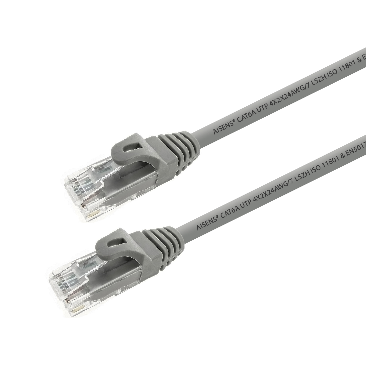 Cable de red latiguillo RJ45 LSZH Cat.6A 500 Mhz UTP AWG24, gris