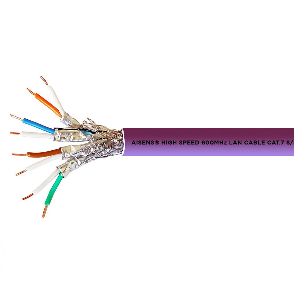 Cable de red RJ45 Cat.7 S/FTP PIMF rígido AWG23 con CPR, violeta, bobina de  305 metros 100% cobre para instalación - AISENS®