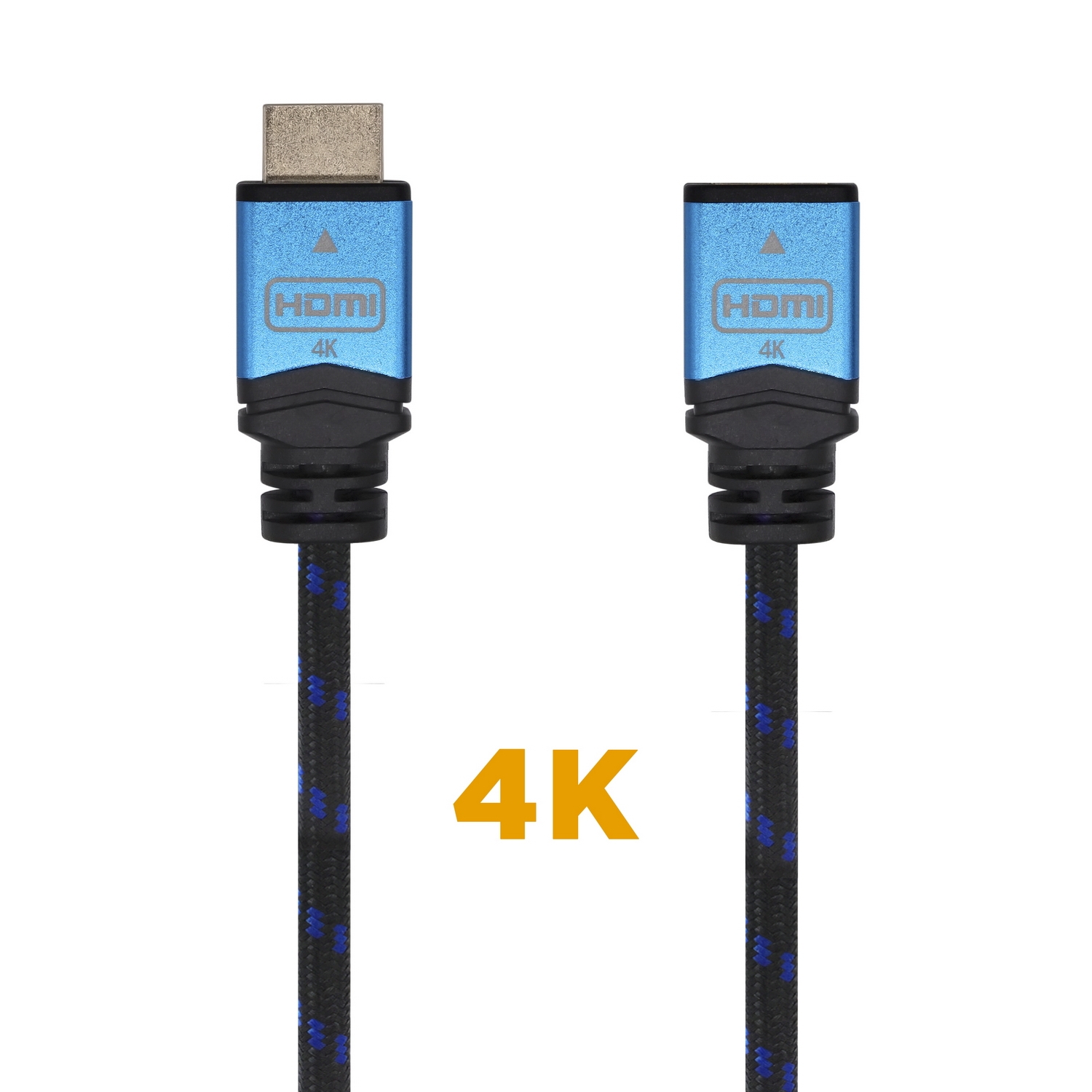 Cable HDMI V2.0 prolongador PREMIUM ALTA VELOCIDAD / HEC 4K@60Hz 18Gbps,  A/M-A/H, Negro/Azul, 3.0M - AISENS®