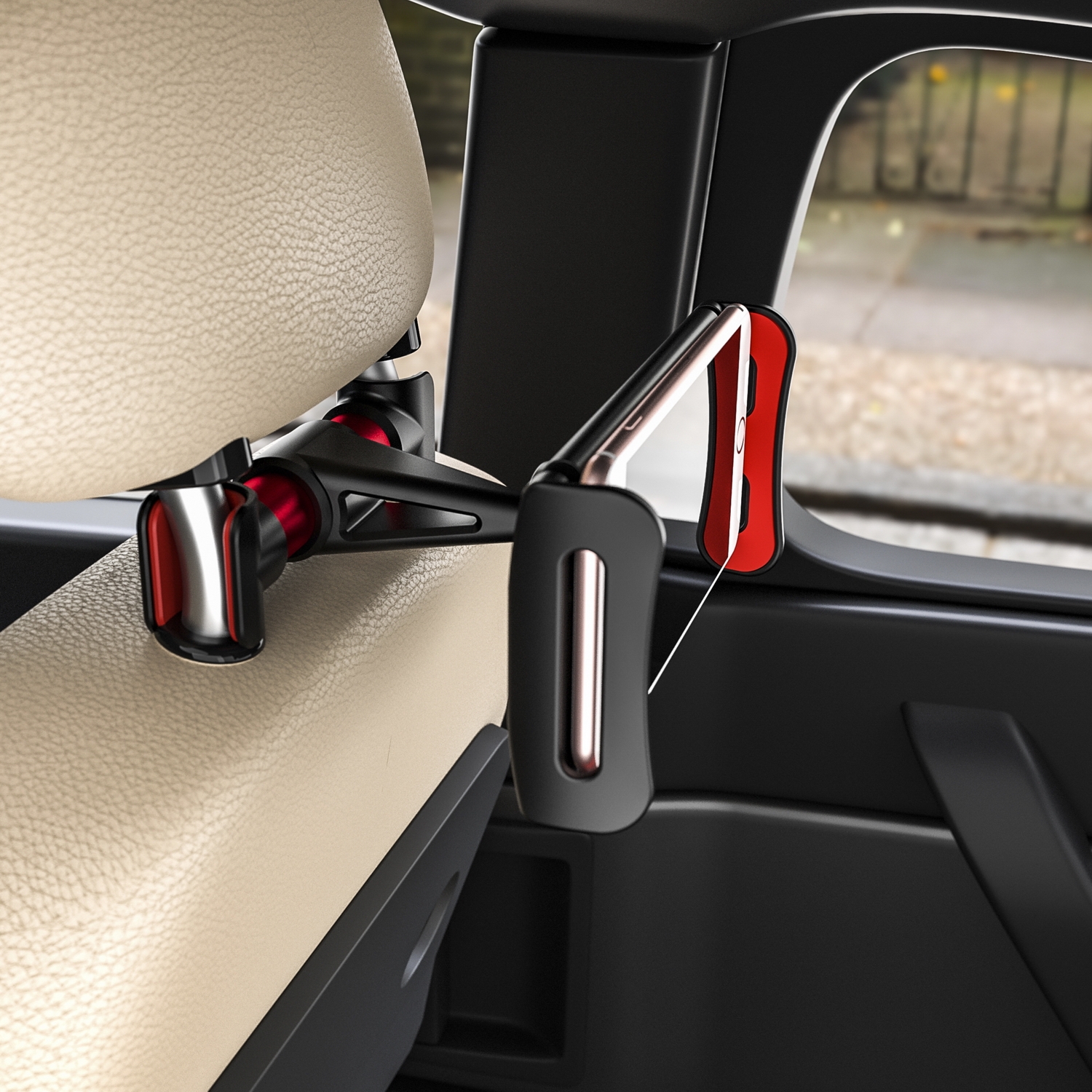 Soporte para reposacabezas de coche IMOUNT 2 en 1 soporte para reposacabezas  para asiento trasero de coche soporte para tableta y teléfono con rotación  ajustable de 360 ​​grados
