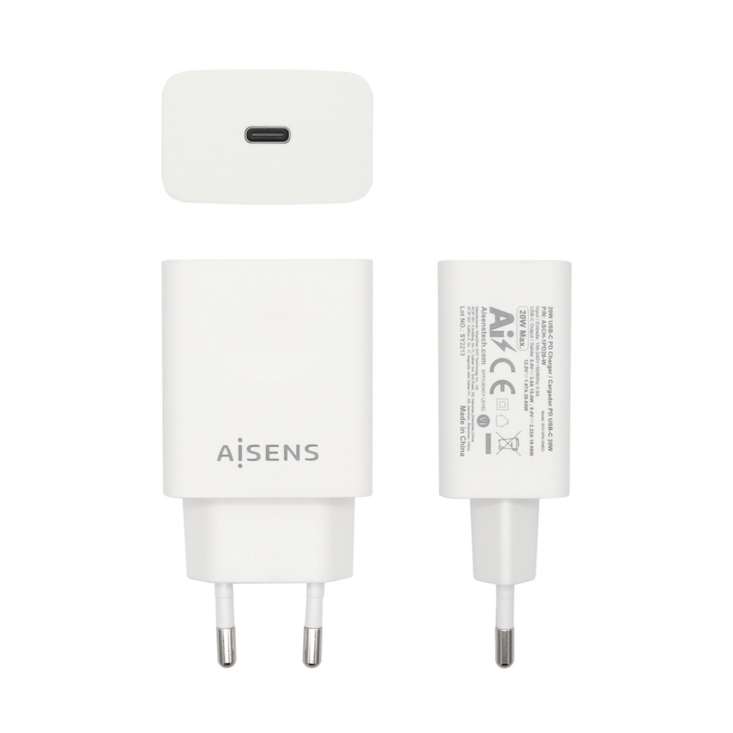 AISENS - Cargador USB-C PD3.0 1 Puerto 1xUSB-C 20W, Blanco - AISENS®
