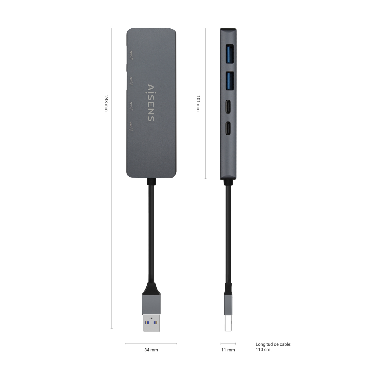 Cable de 15cm Adaptador de Extensión USB 3.0 (5Gbps) - USB-A Macho a USB-A  Hembra - Cable Alargador USB 3.2 Gen1 - Negro