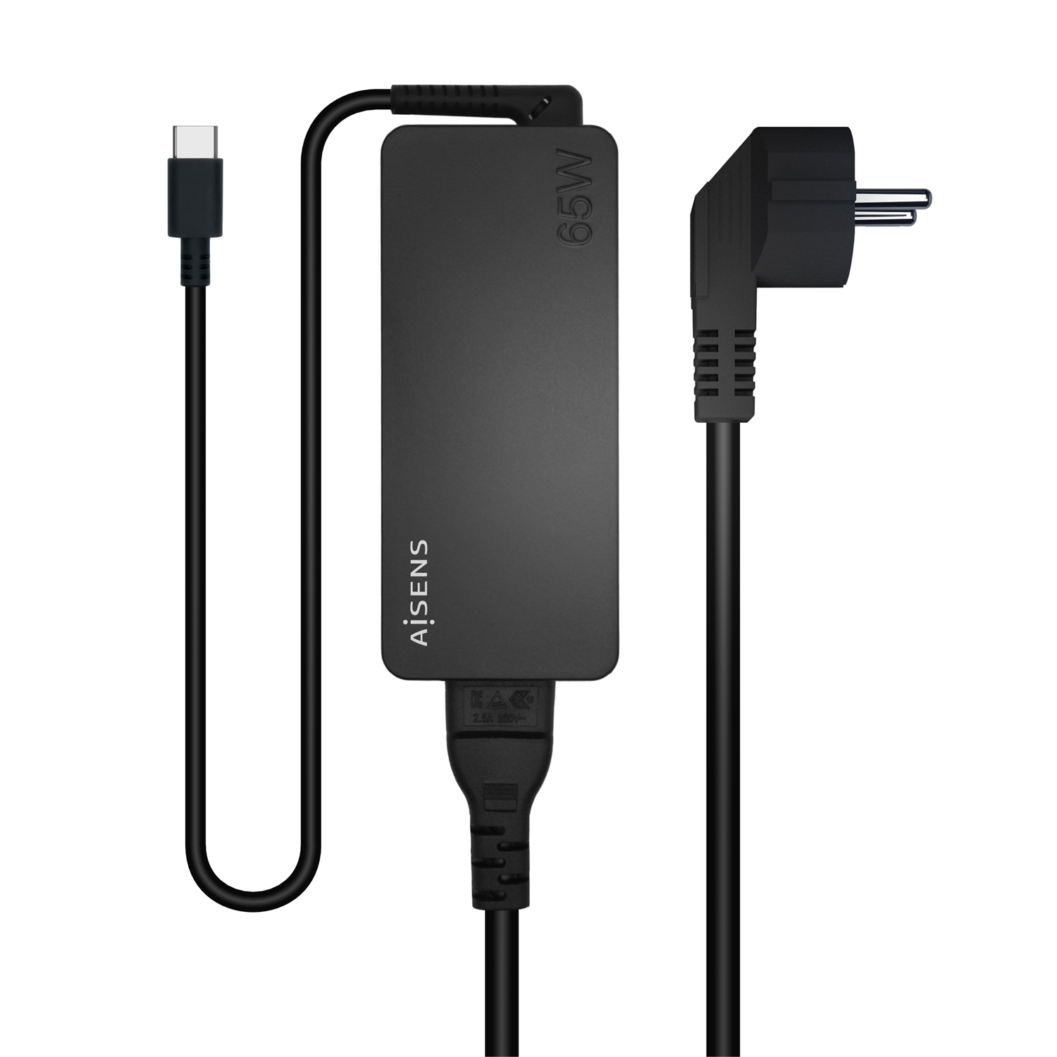 CARGADOR USB PARED AISENS 2PTO USB-C - QC3.0 NEGRO - miniatura 2