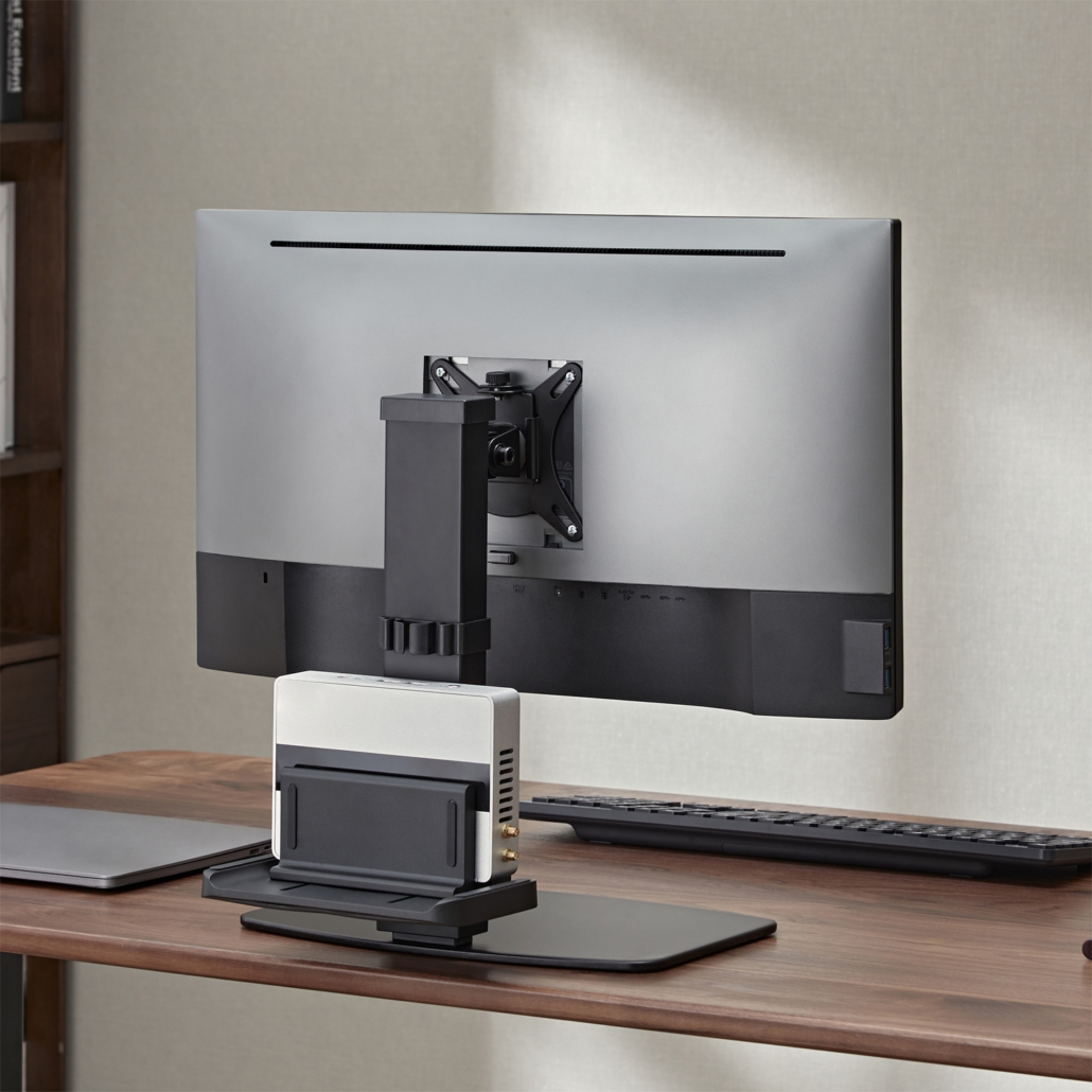 Soportes de monitor para mesa inclinables y giratorios 360, Simple, Acero,  Pintado negro