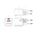 Caricatore AISENS GaN 30W Bianco Con 2 Porte USB-C PD3.0 E USB-A QC3.0, Ricarica Rapida Compatta