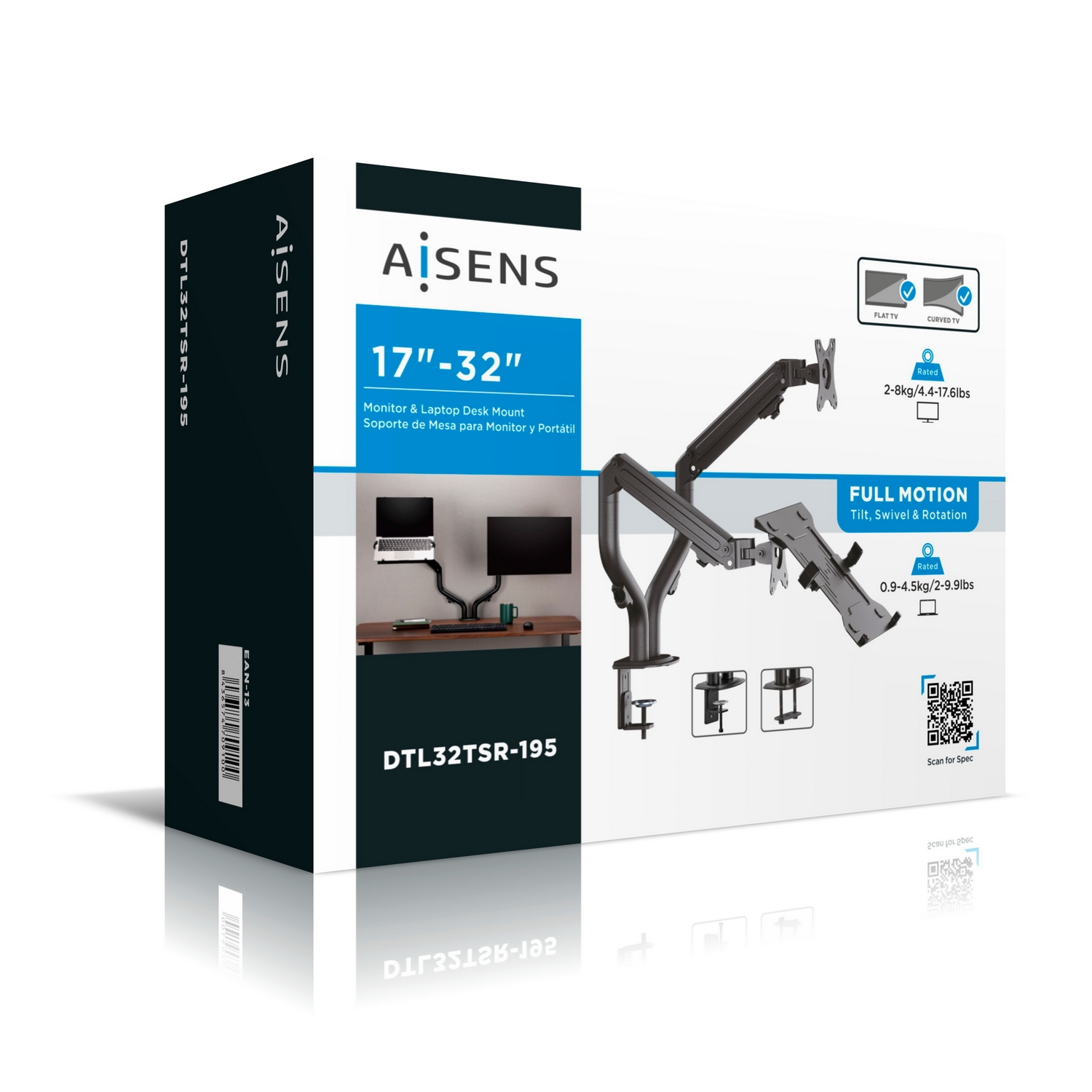 AISENS - Soporte de Mesa ECO Giratorio e Inclinable para Monitor/TV y Mini  PC 8Kg de 17-32, Negro - AISENS®