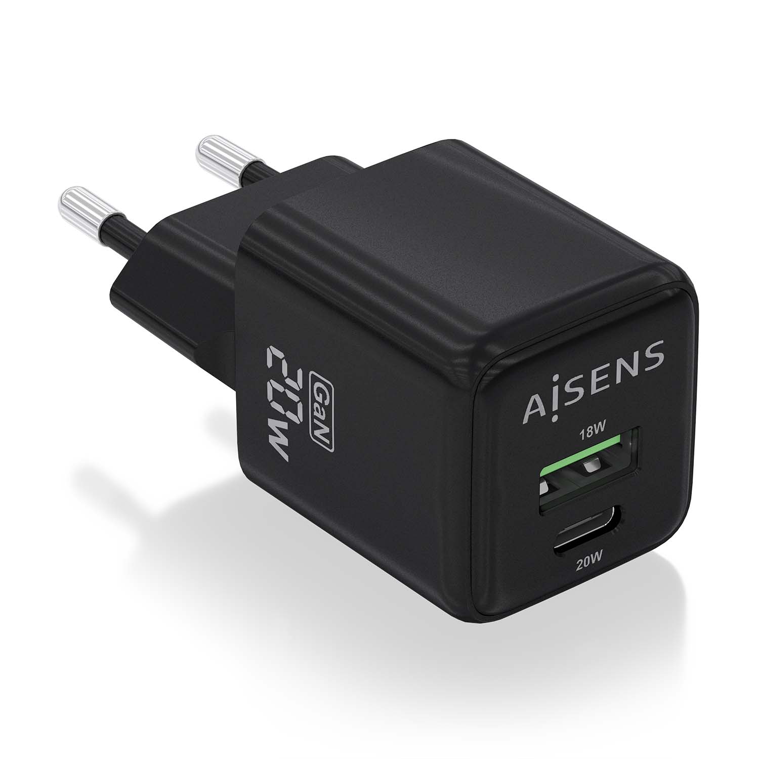 CARGADOR USB PARED AISENS GAN 20W USB-C PD3.0 NEGRO - miniatura 4