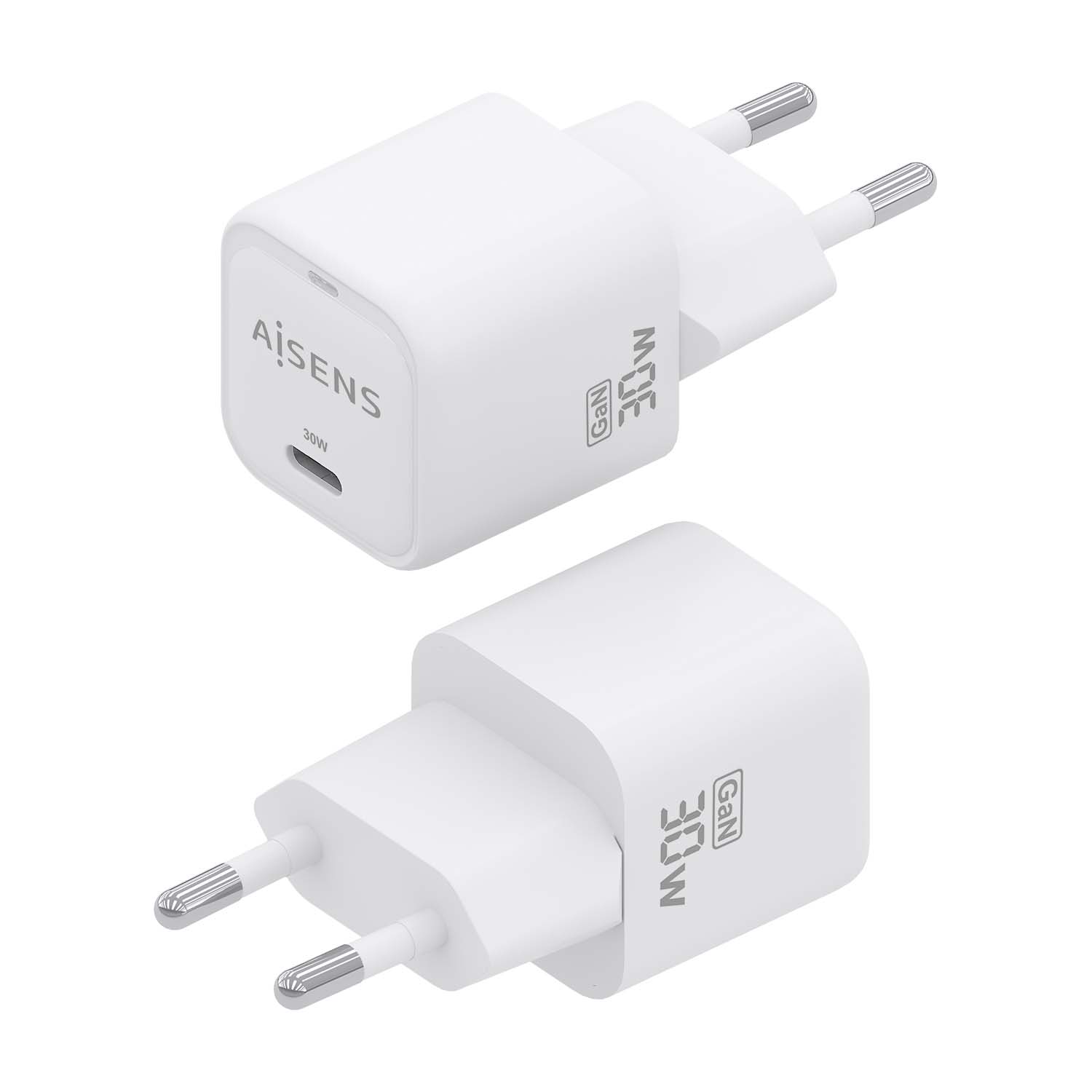 CARGADOR USB PARED AISENS GAN 30W USB-C PD3.0 BLANCO
