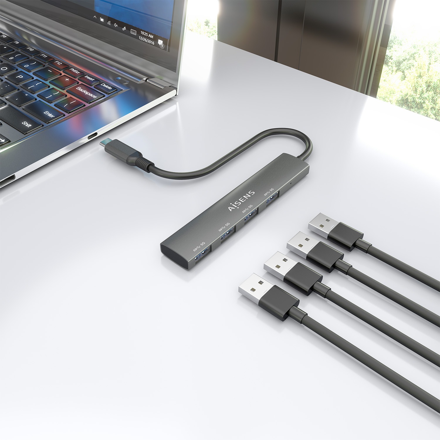 HUB USB-C 4 en 1: Ideal para Tu Estación de Trabajo - AISENS®