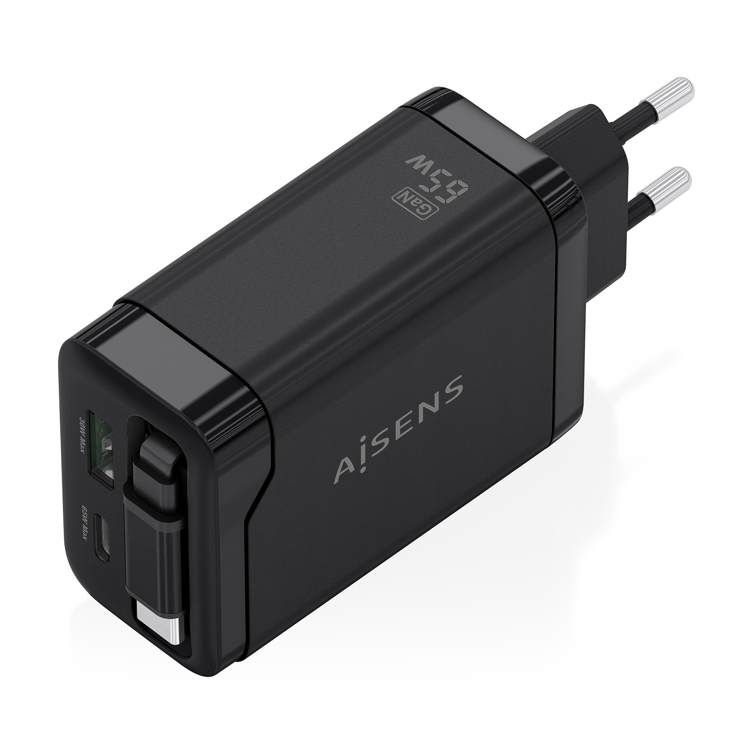 CARGADOR AUTOMATICO AISENS 65W QC3.0 NEGRO - miniatura 3